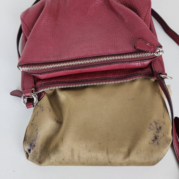 Coach Crossbody Bag Womens Red Vintage Small Pebbled Leather Purse Classic - Picture 16 of 16